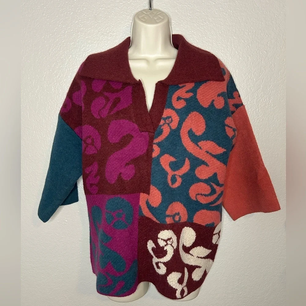 Entro Burgundy and Navy Knit Sweater